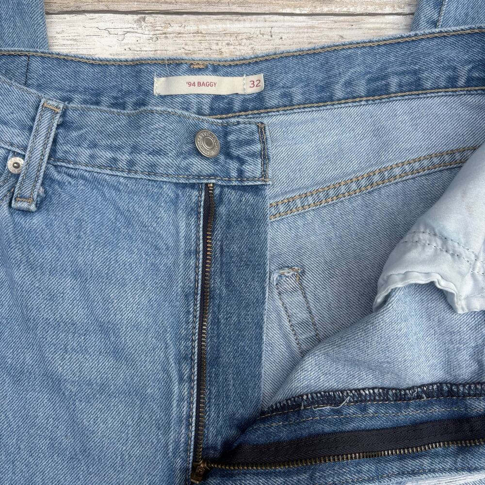 Levi’s 94’ Baggy Jeans Sz 32 Blue Wide Leg Distressed High Rise Grunge Skater - Picture 8 of 11